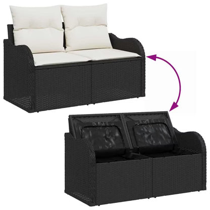 Havesofa Poly drama 121x62 cm Sort med Hynder