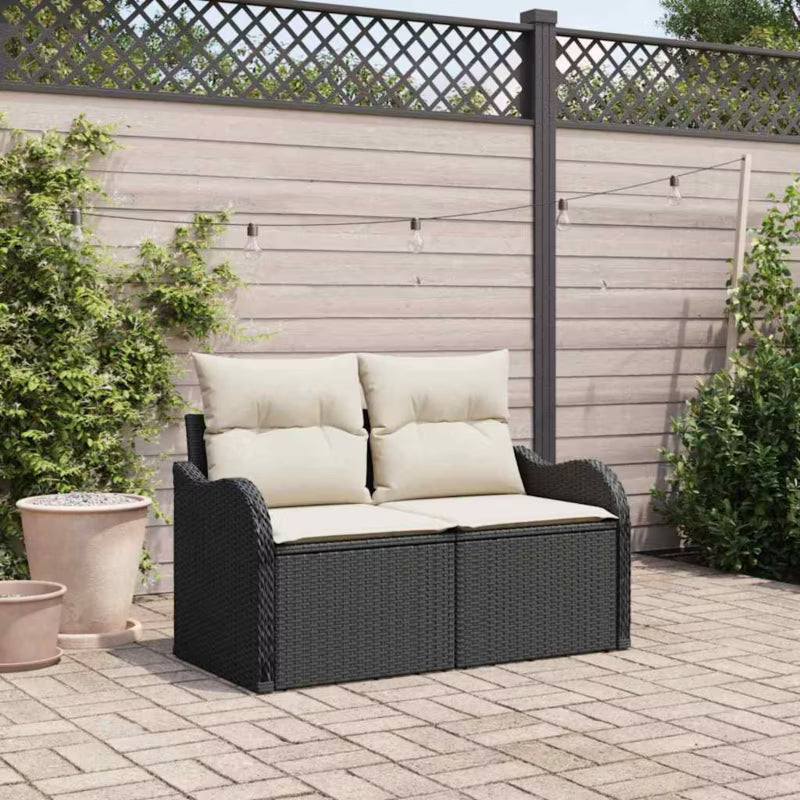 Havesofa Poly drama 121x62 cm Sort med Hynder