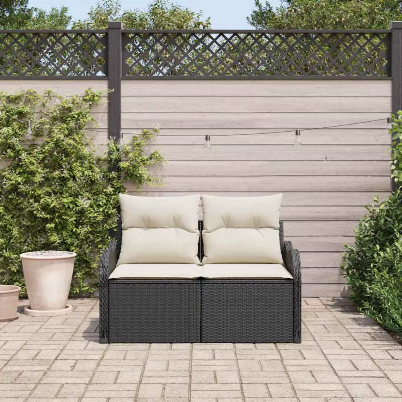 Havesofa Poly drama 121x62 cm Sort med Hynder