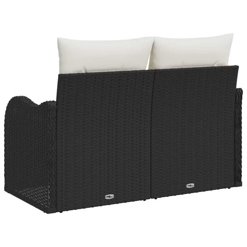 Havesofa Poly drama 121x62 cm Sort med Hynder