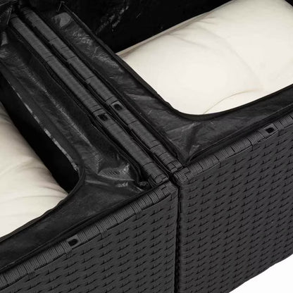 Havesofa Poly drama 121x62 cm Sort med Hynder
