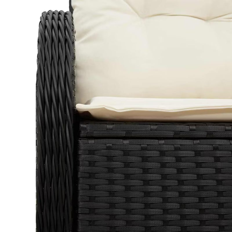 Havesofa Poly drama 121x62 cm Sort med Hynder
