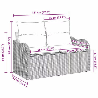 Havesofa Poly drama 121x62 cm Sort med Hynder