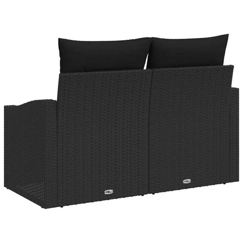 Havesofa Polyrattan 123x62 cm Sort med Hynder