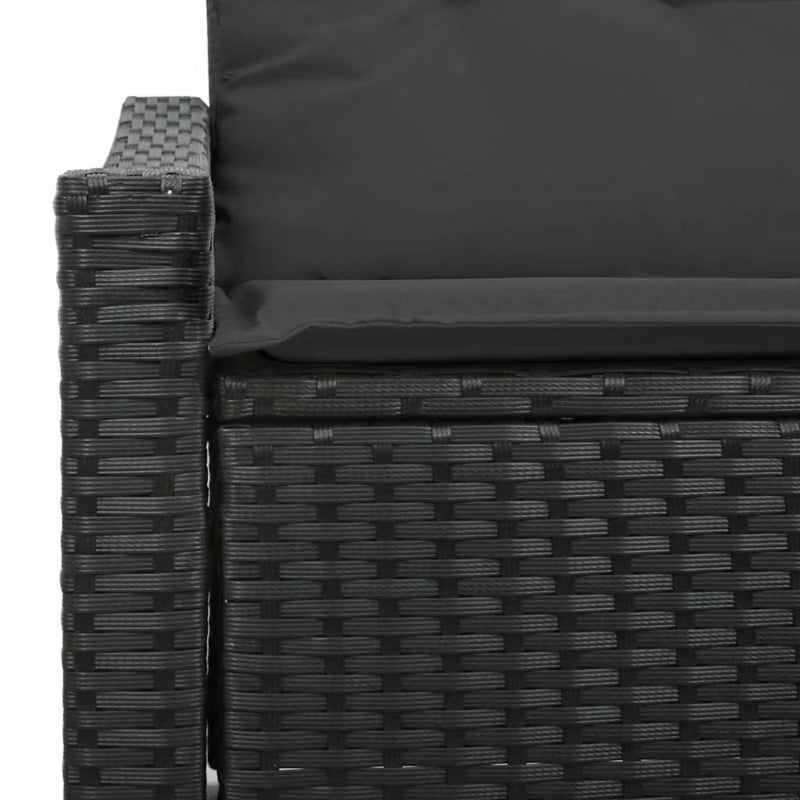 Havesofa Polyrattan 123x62 cm Sort med Hynder