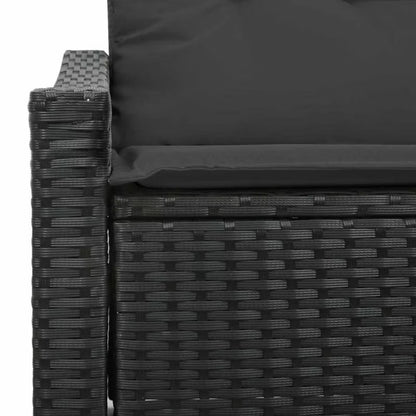 Havesofa Polyrattan 123x62 cm Sort med Hynder