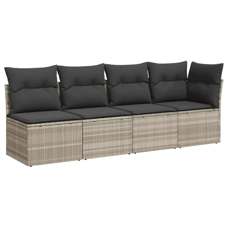 Havesofa Polyrattan 227x62x69 cm Lysegrå med Hynder