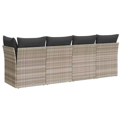Havesofa Polyrattan 227x62x69 cm Lysegrå med Hynder