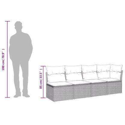 Havesofa Polyrattan 227x62x69 cm Lysegrå med Hynder
