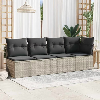 Havesofa Polyrattan 227x62x69 cm Lysegrå med Hynder