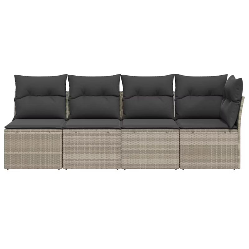 Havesofa Polyrattan 227x62x69 cm Lysegrå med Hynder