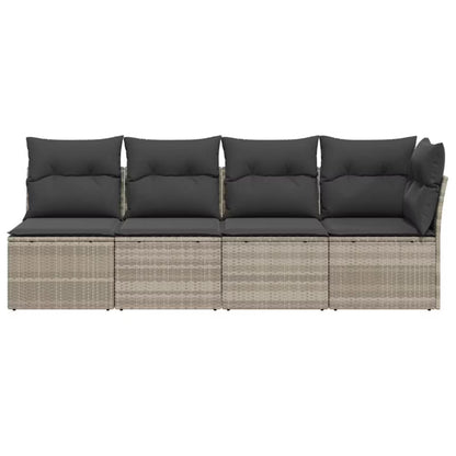 Havesofa Polyrattan 227x62x69 cm Lysegrå med Hynder