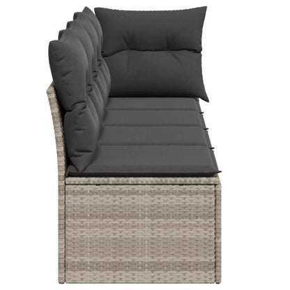 Havesofa Polyrattan 227x62x69 cm Lysegrå med Hynder