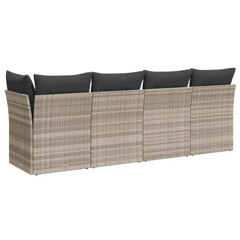 Havesofa Polyrattan 227x62x69 cm Lysegrå med Hynder