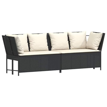 Havesofa Poly drama 233x68,5 cm Sort med Hynder