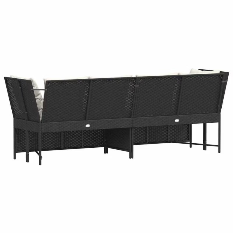 Havesofa Poly drama 233x68,5 cm Sort med Hynder