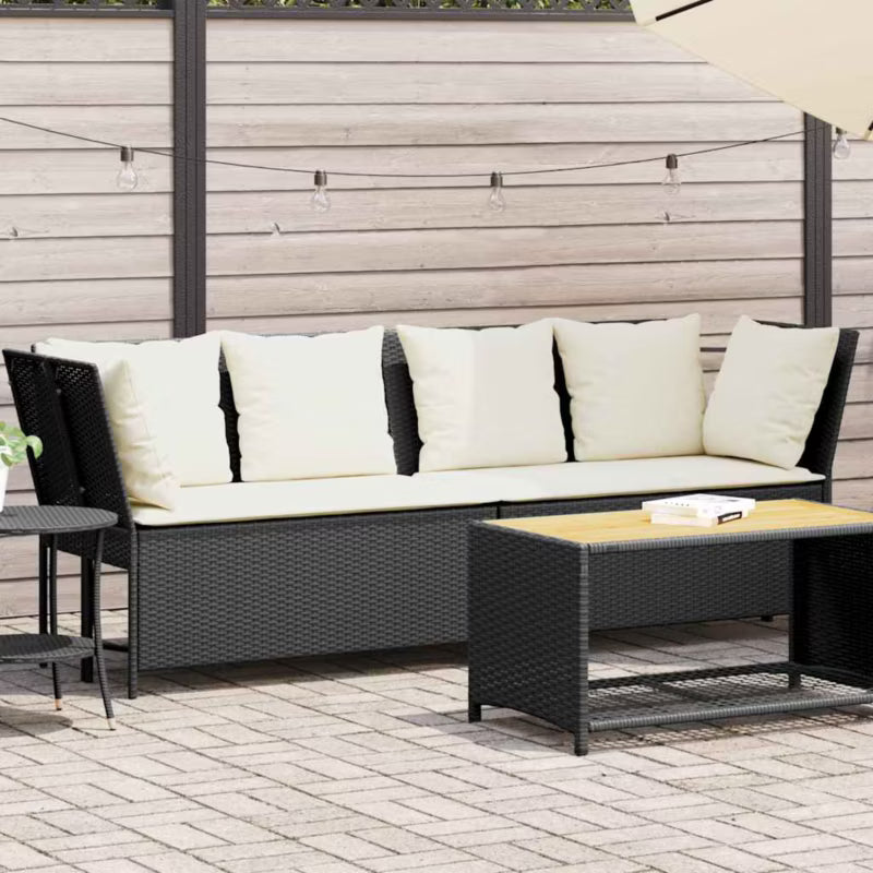 Havesofa Poly drama 233x68,5 cm Sort med Hynder