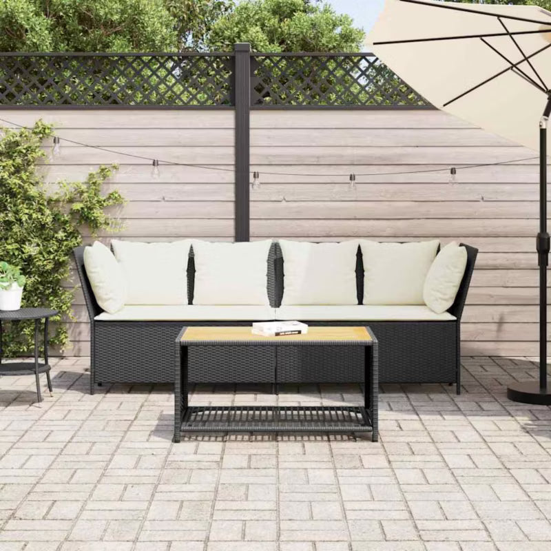 Havesofa Poly drama 233x68,5 cm Sort med Hynder