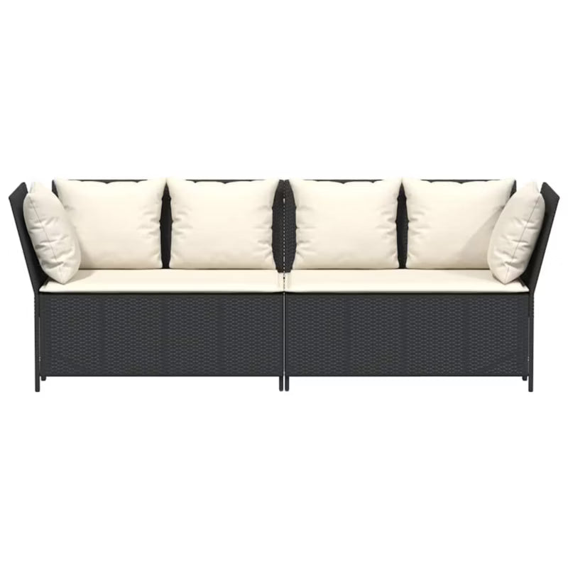 Havesofa Poly drama 233x68,5 cm Sort med Hynder