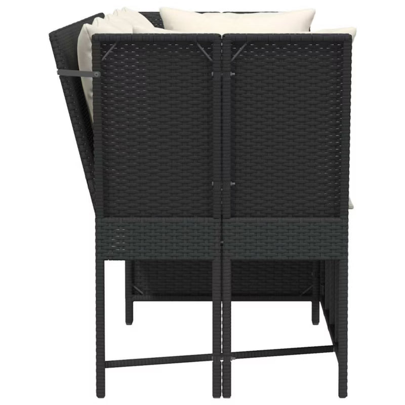 Havesofa Poly drama 233x68,5 cm Sort med Hynder