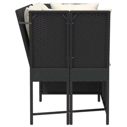 Havesofa Poly drama 233x68,5 cm Sort med Hynder