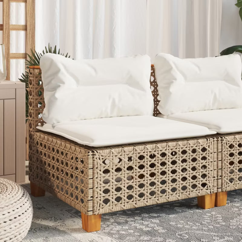 Havesofa Poly简rattan 63,5x63,5 cm Beige med Hynder