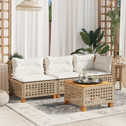 Havesofa Poly简rattan 63,5x63,5 cm Beige med Hynder