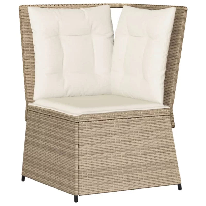 Havesofa Polyrattan 67x67 cm Beige med Hynder