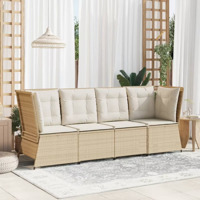 Havesofa Polyrattan 67x67 cm Beige med Hynder