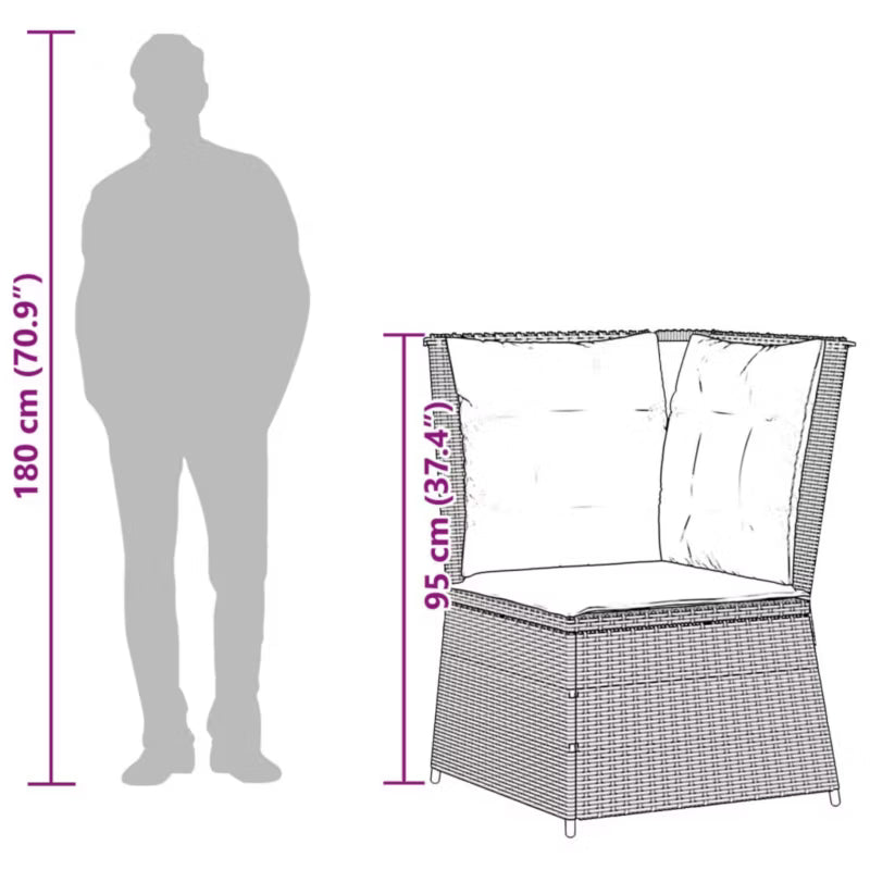 Havesofa Polyrattan 67x67 cm Beige med Hynder