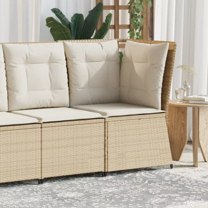 Havesofa Polyrattan 67x67 cm Beige med Hynder