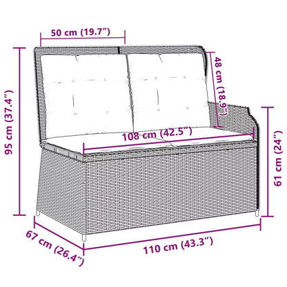 Havesofa Polyrattan 70x65 cm Grå med Hynder