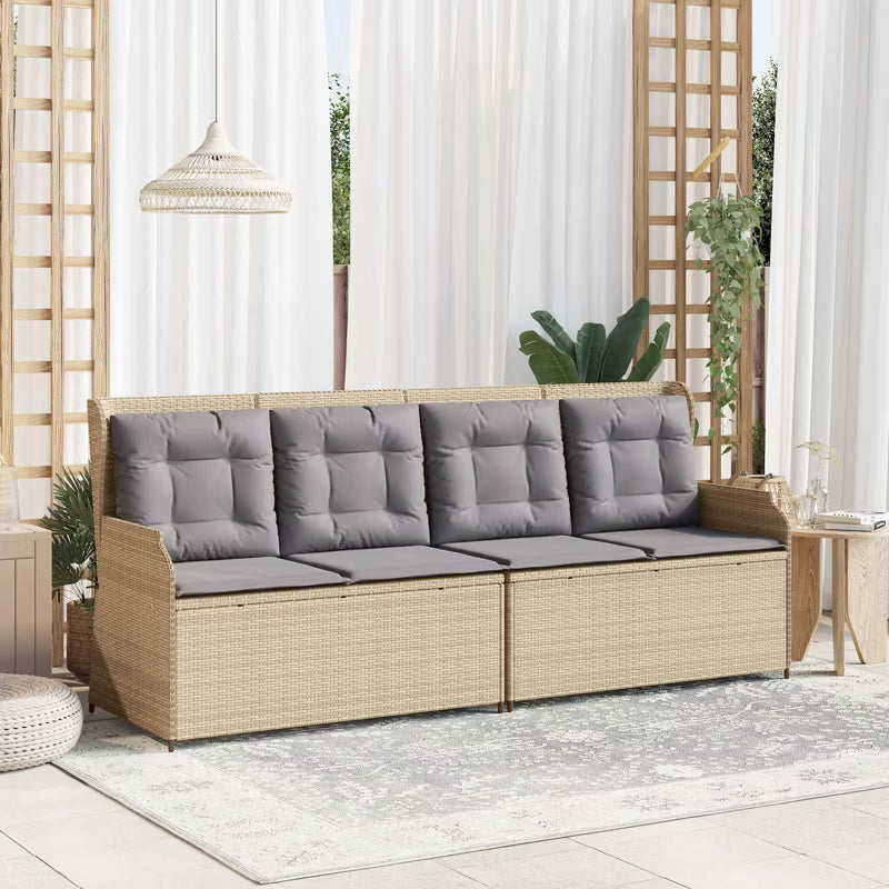 Havesofa Polyrattan 70x65 cm Grå med Hynder