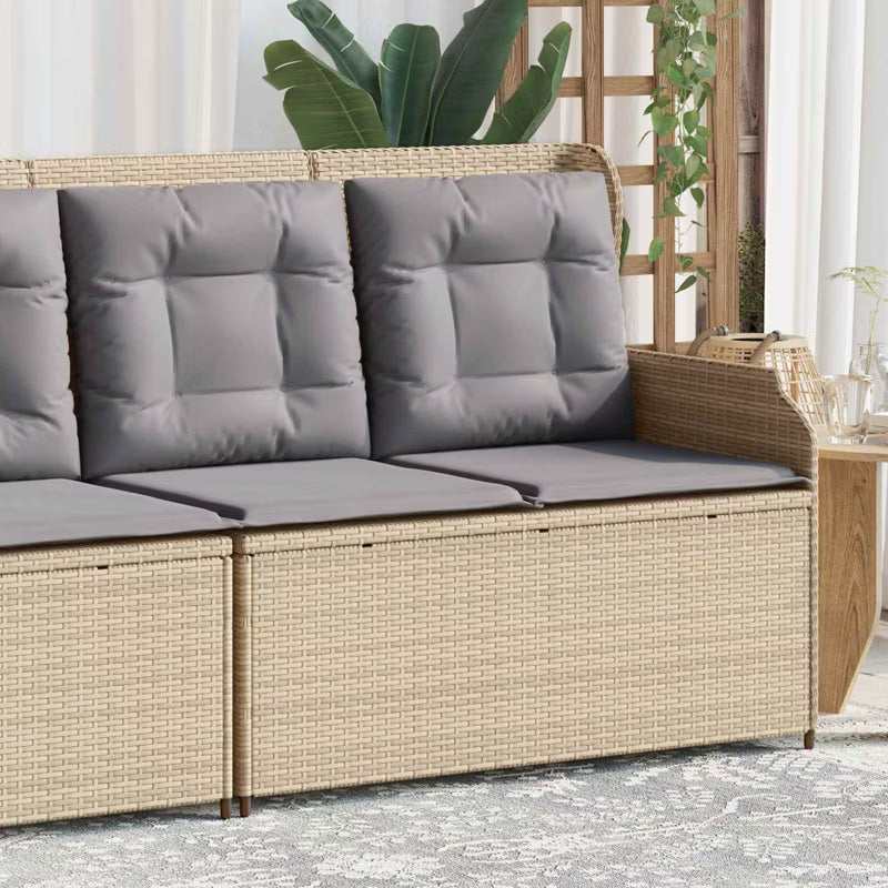 Havesofa Polyrattan 70x65 cm Grå med Hynder