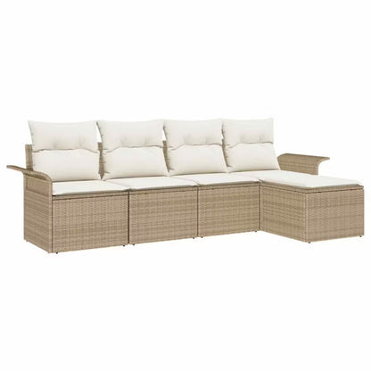 Havesofa Polyrattan Beige med Hynder