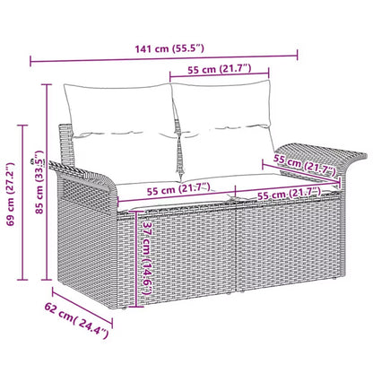 Havesofa Polyrattan Beige med Hynder