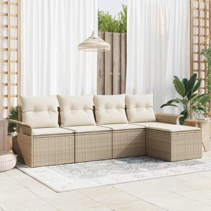 Havesofa Polyrattan Beige med Hynder