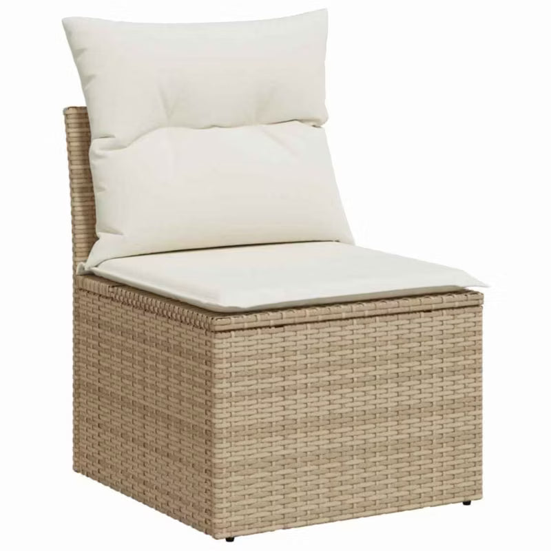 Havesofa Polyrattan Beige med Hynder