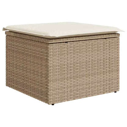 Havesofa Polyrattan Beige med Hynder