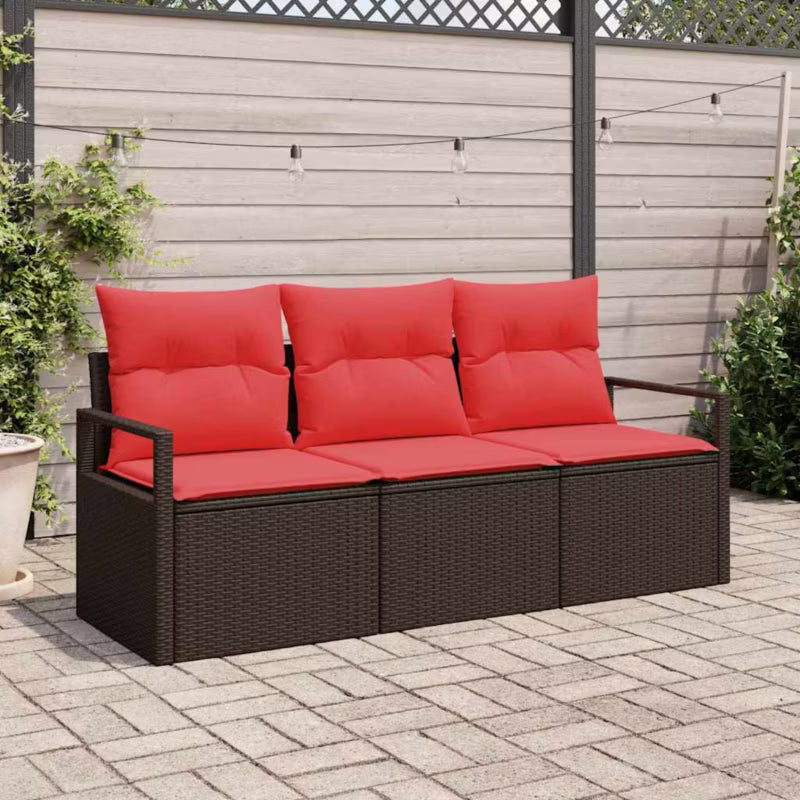 Havesofa Polyrattan Brun med Hynder WM-3346244