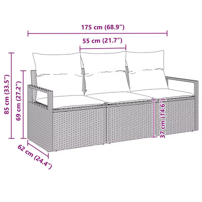 Havesofa Polyrattan Brun med Hynder WM-3346244