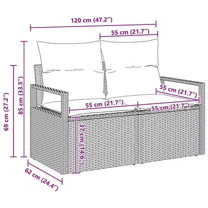 Havesofa Polyrattan Brun med Hynder WM-3346244