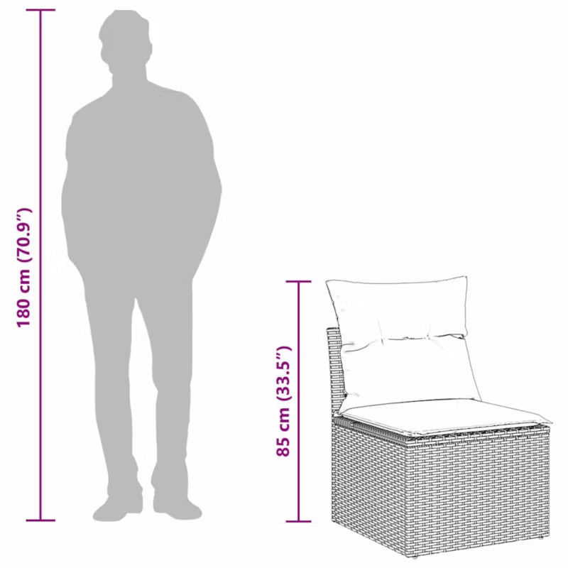 Havesofa Polyrattan Brun med Hynder WM-3346244