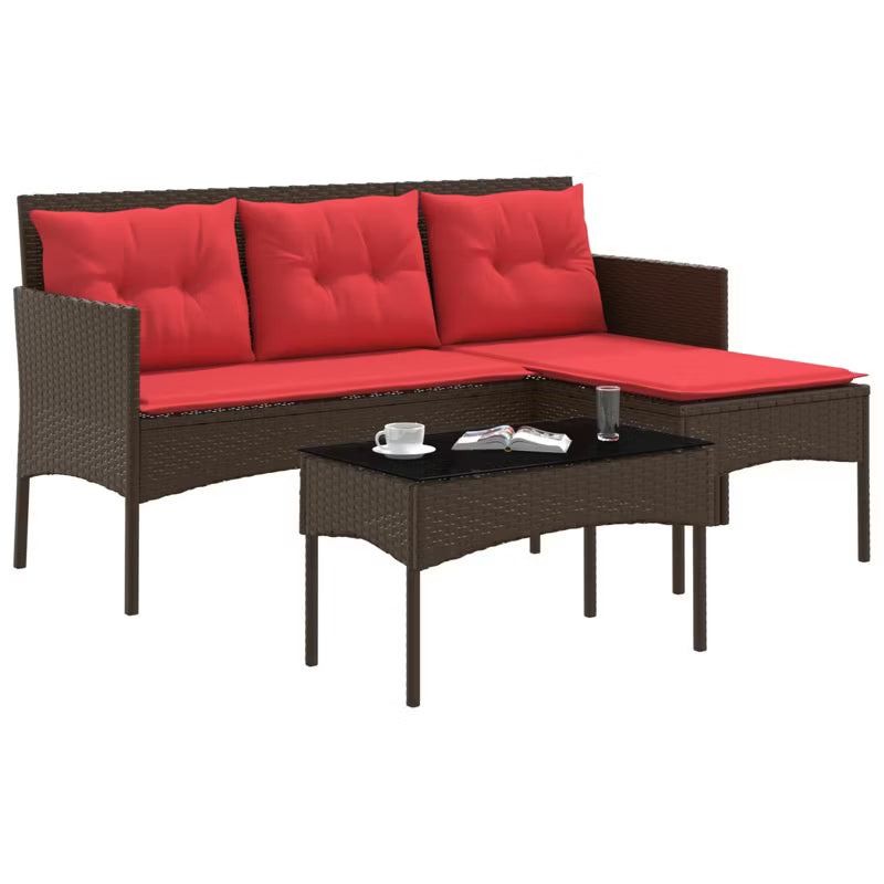 Havesofa Polyrattan Brun med Hynder WM-4103809