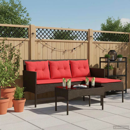 Havesofa Polyrattan Brun med Hynder WM-4103809