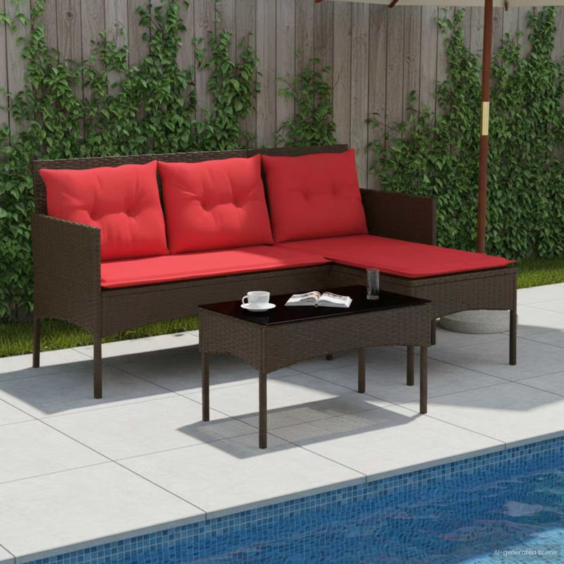 Havesofa Polyrattan Brun med Hynder WM-4103809