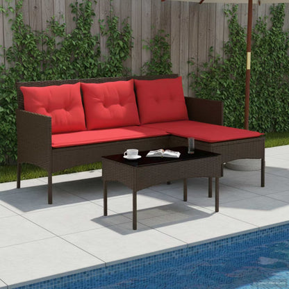 Havesofa Polyrattan Brun med Hynder WM-4103809
