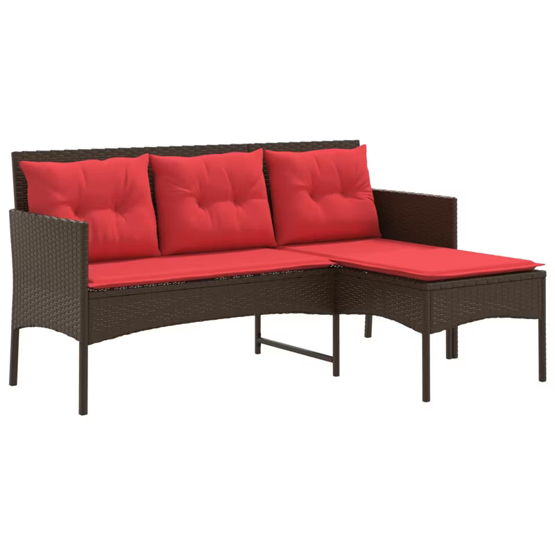 Havesofa Polyrattan Brun med Hynder WM-4103809