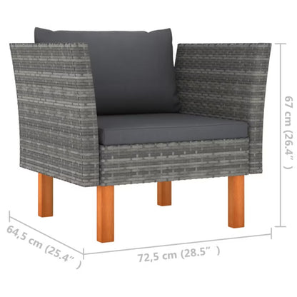 Havesofa 72,5x64,5 cm Poly疏rattan Grå med Hynder