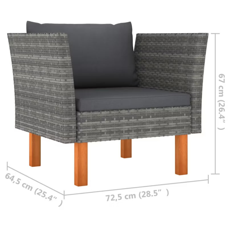 Havesofa 72,5x64,5 cm Poly疏rattan Grå med Hynder
